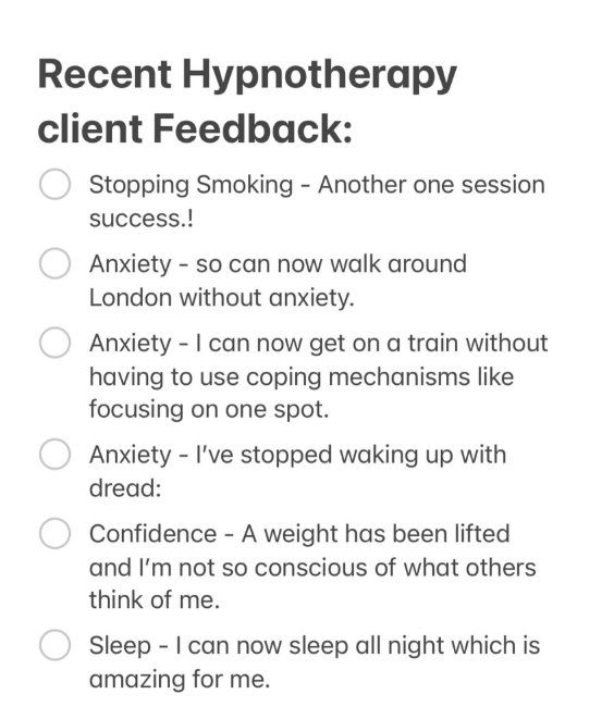 Hypnotherapy Feedback